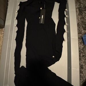 Fashion Nova Black Dress with Pearl Accents